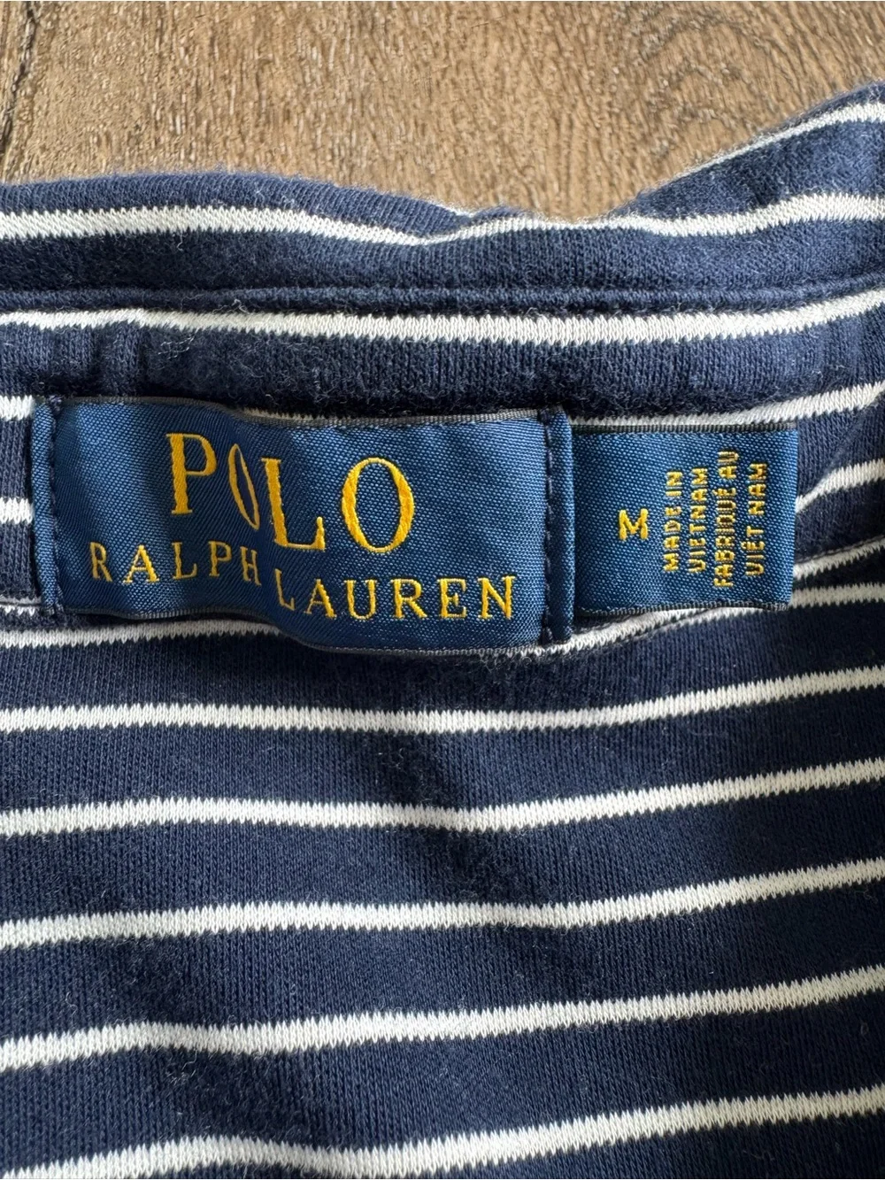 Polo Ralph Lauren Navy & White Striped Polo Shirt Size Medium